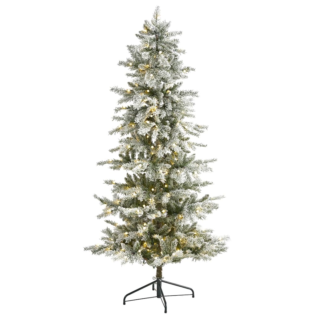 6.5Ft Artificial Christmas Tree with Warm White Lights - Holiday Spruce Decor - Green - 72