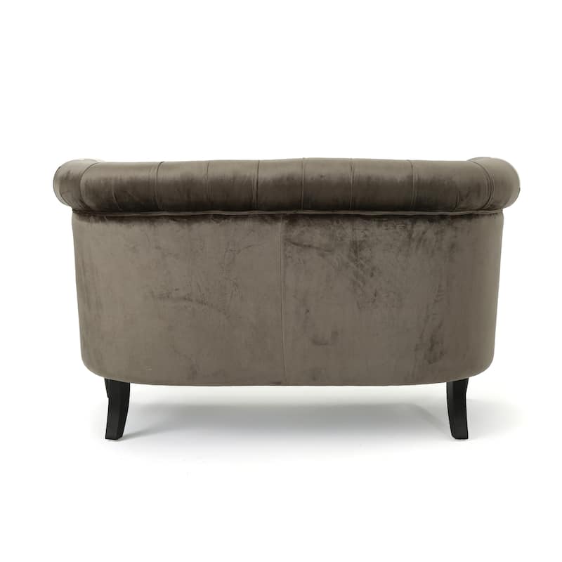 Milani Velvet Tufted Scroll Arm Loveseat by Christopher Knight Home