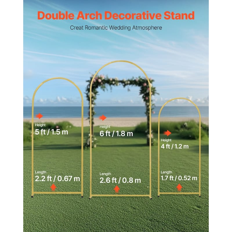 Set of 3 Metal Backdrop Stand Arch with Case Connection Ideal Decoration for Wedding Party or Any Special Celebrations