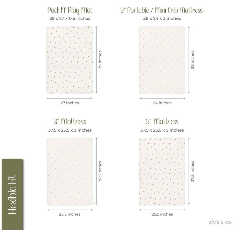 Ely's & Co. Waterproof Pack n Play - Mini Crib Sheet Set - 2 Pack - 38" x 24"