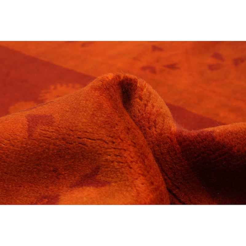 ECARPETGALLERY Hand-knotted Color Transition Burnt Orange Wool Rug - 2'8 x 7'1