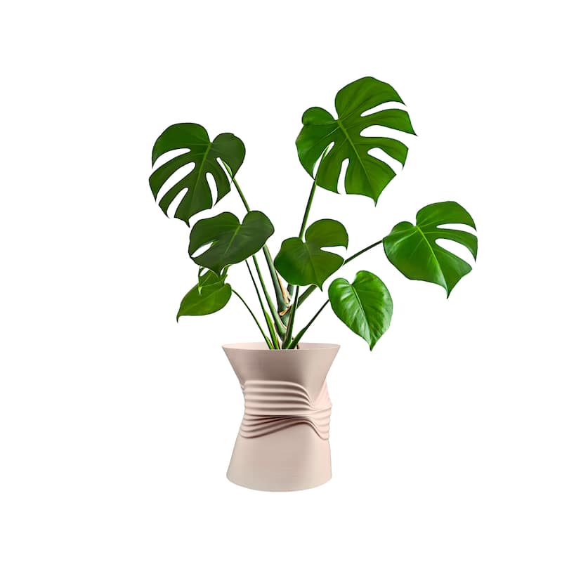 happimess Brent MidCentury Modern Indoor Crushed Can Eco-Friendly 3D Printed Planter with Drainage - Sand