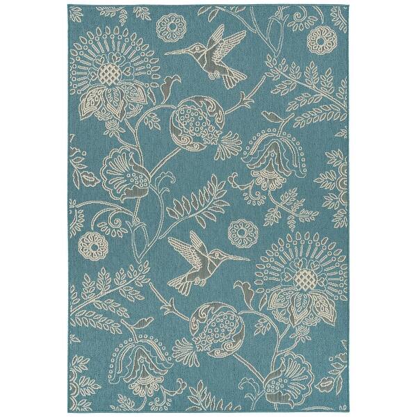 Kaleen Amalie 2 x 3 Light Blue Indoor/Outdoor Geometric Coastal Throw Rug Kaleen Amalie 2 x 3 Light Blue Indoor/Outdoor Geometric Coastal Throw Rug