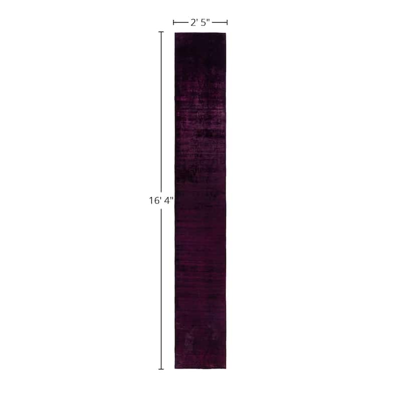 Overdyed One-of-a-Kind Hand-Knotted Area Rug - Purple - 2' 5" x 16' 4"