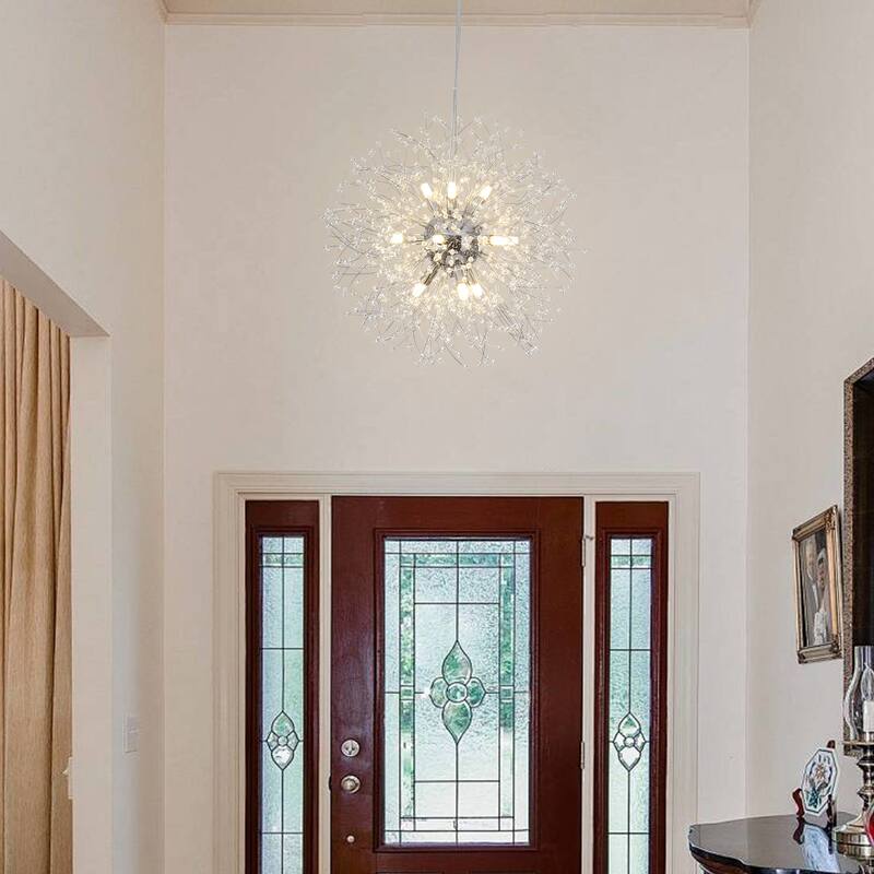 12-Light Linear Foyer Chandelier Lighting with Blowball Accent for Dining Room Kitchen Island