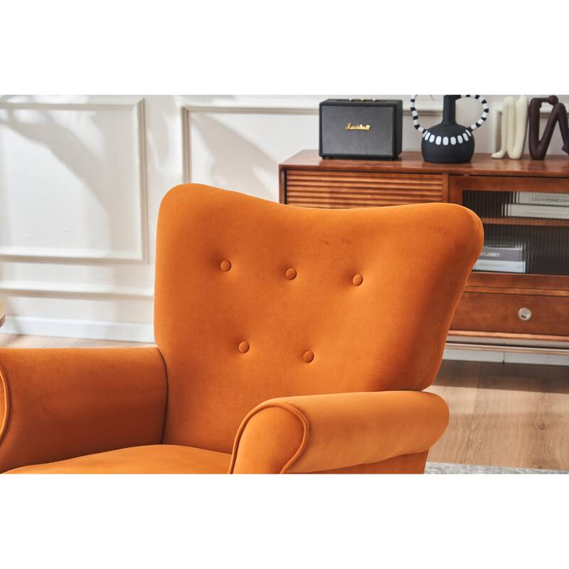 Velvet Nursery Rocking Chair with High Back and 250lb Capacity