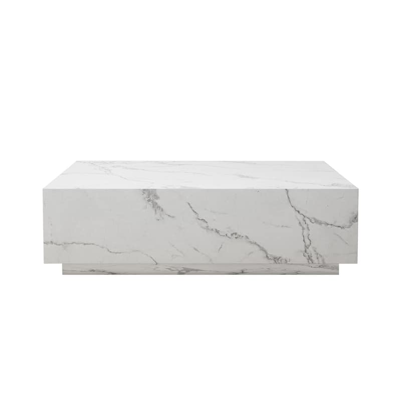 Faux Marble Solid Block Rectangular Coffee Table