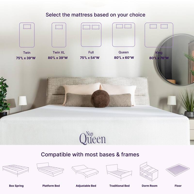 NapQueen 8" Bamboo Charcoal Memory Foam Mattress