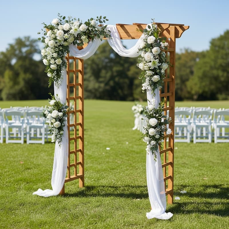 GDF Studio - Outdoor Wooden Wedding Arbor Trellis Arch for Garden and Ceremony Decor