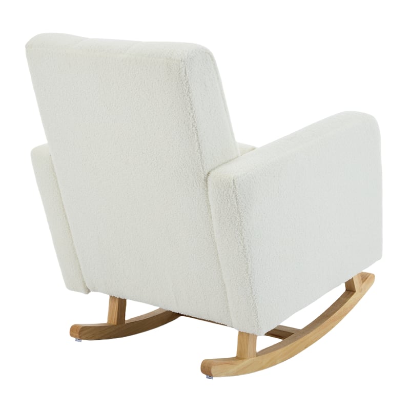 Accent Rocking Chair with Pillow, Ultimate Comfort for Your Home, Teddy Velvet, Cream White