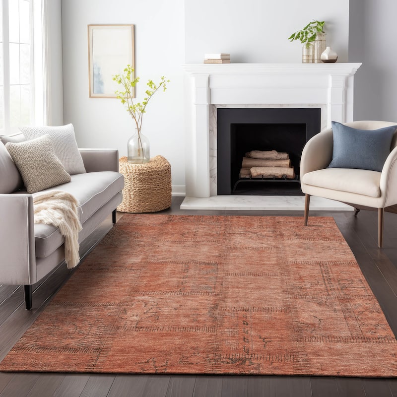 Premium Washable Super Soft Viintage Traditional Mayfield Rug - Salmon - 9' x 12' - Rectangle