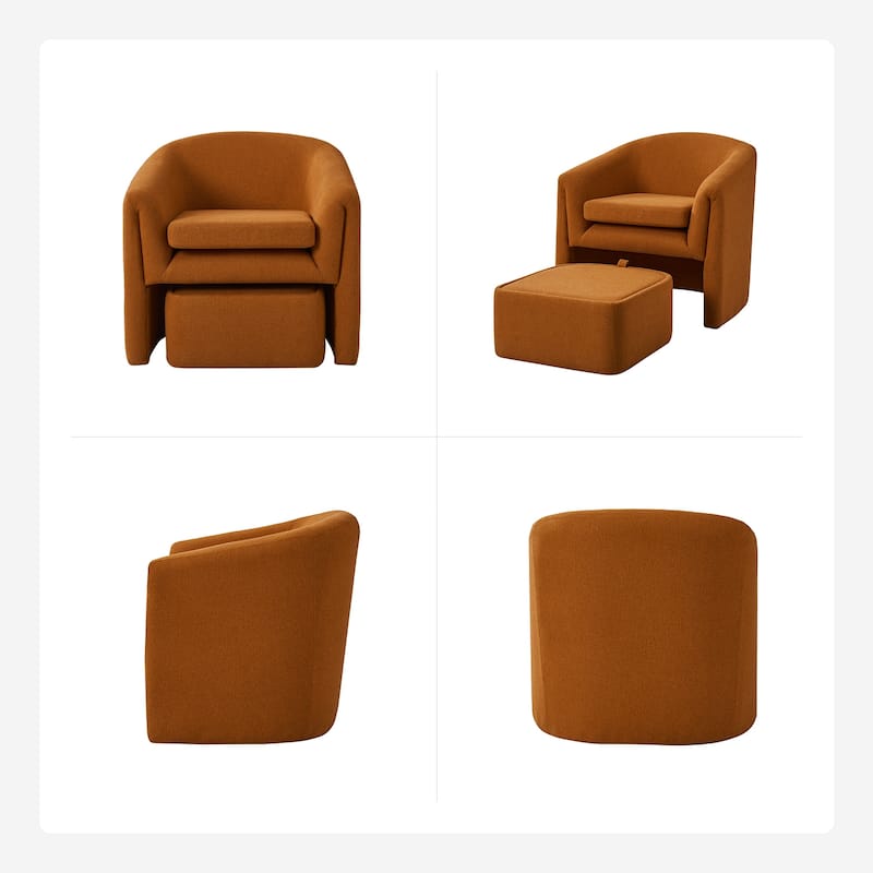 Arturo Modern Upholstered Armchair with Storable Removable Leg Ottoman by HULALA HOME