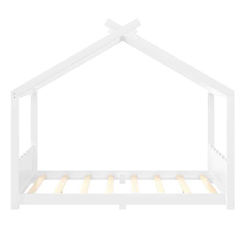 Wood House Bed Floor Bed with Support Slats Montessori Bed