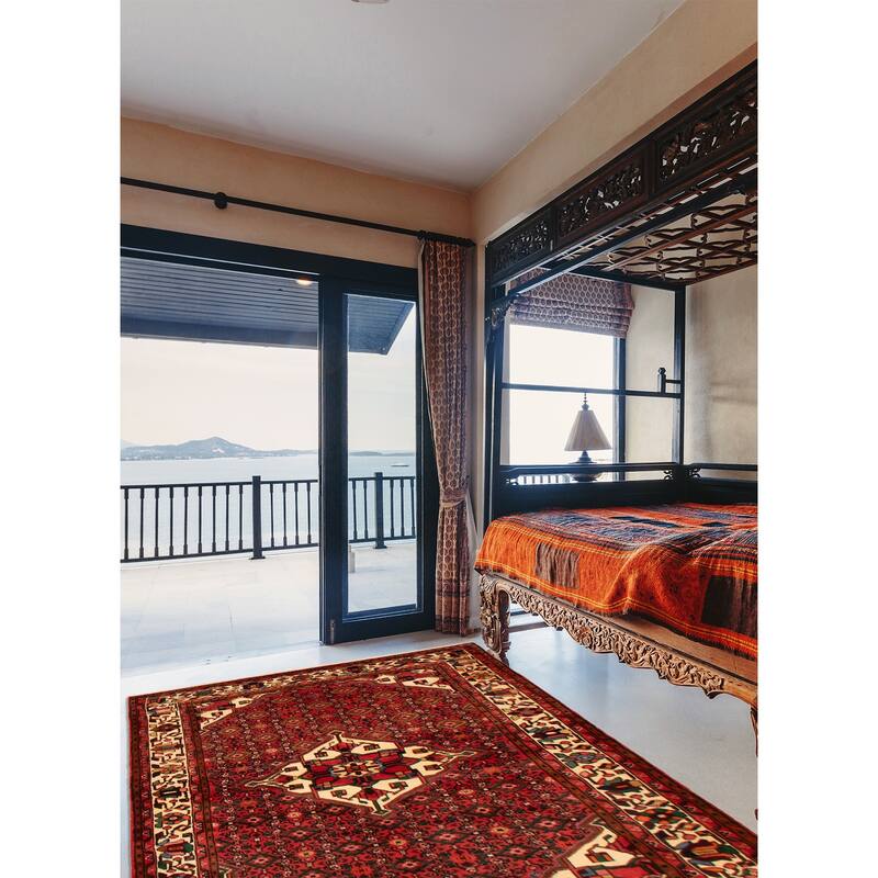 ECARPETGALLERY Hand-knotted Andelz Red Wool Rug - 5'0 x 6'6