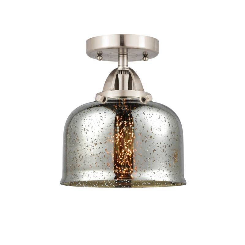 Innovations Lighting Nouveau 2 Bell - 1 Light 8" Semi-Flush Mount - Silver Plated Mercury/Brushed Satin Nickel