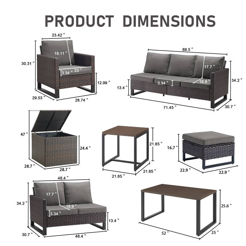 Gymojoy All-Weather Wicker Outdoor Patio Conversation Set Seating Group With Lounge Chairs