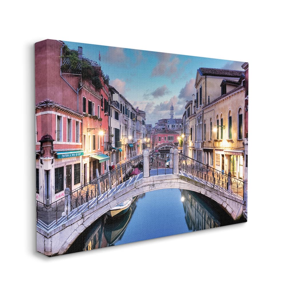 Stupell Traditional Venice Cityscape Canal Bridge Architecture Canvas Wall Art