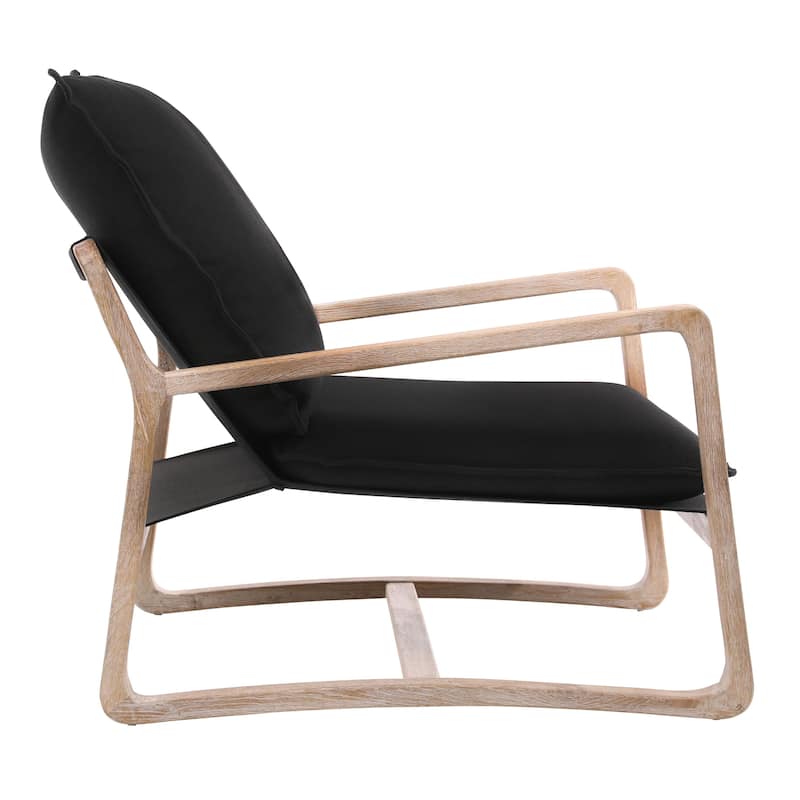 Axel Modern Cotton Upholstered Lounge Occasional Chair, Natural Oak and Cream