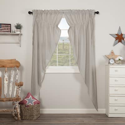 Hatteras Seersucker Blue Ticking Stripe Prairie Long Panel Set of 2 84x36x18 - Prairie Panel 84x36