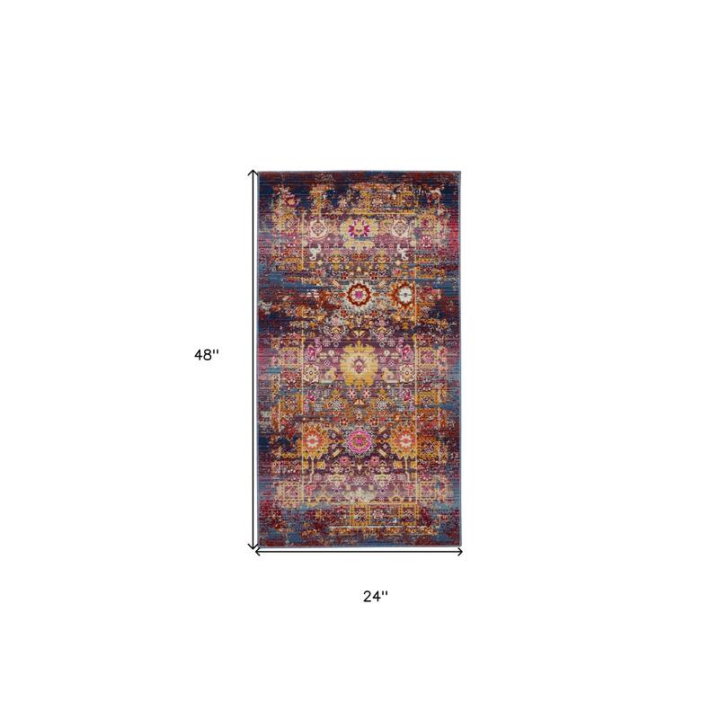 HomeRootsFloral Transitional Rectangle Area Rug - 48' X '24' X '0.5
