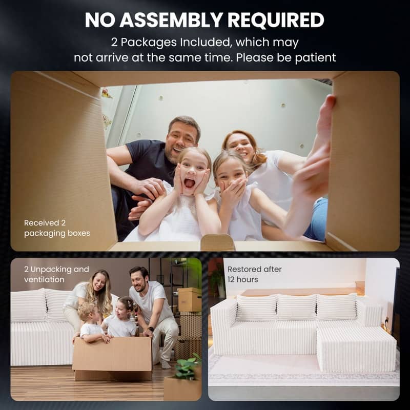 Cloud Sectional Couch with Chaise, L Shaped Modern Modular Sofa