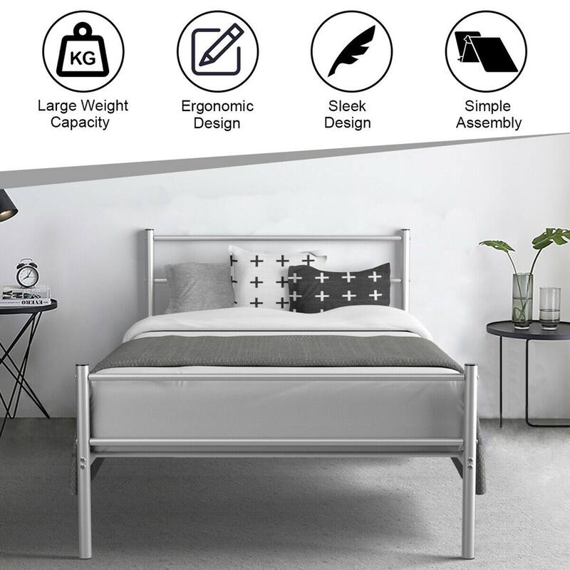 Gymax Twin Size Metal Bed Frame Platform Mattress Foundation W/
