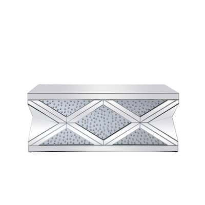 47.5 Inch Mirrored Rectangle Crystal Coffee Table