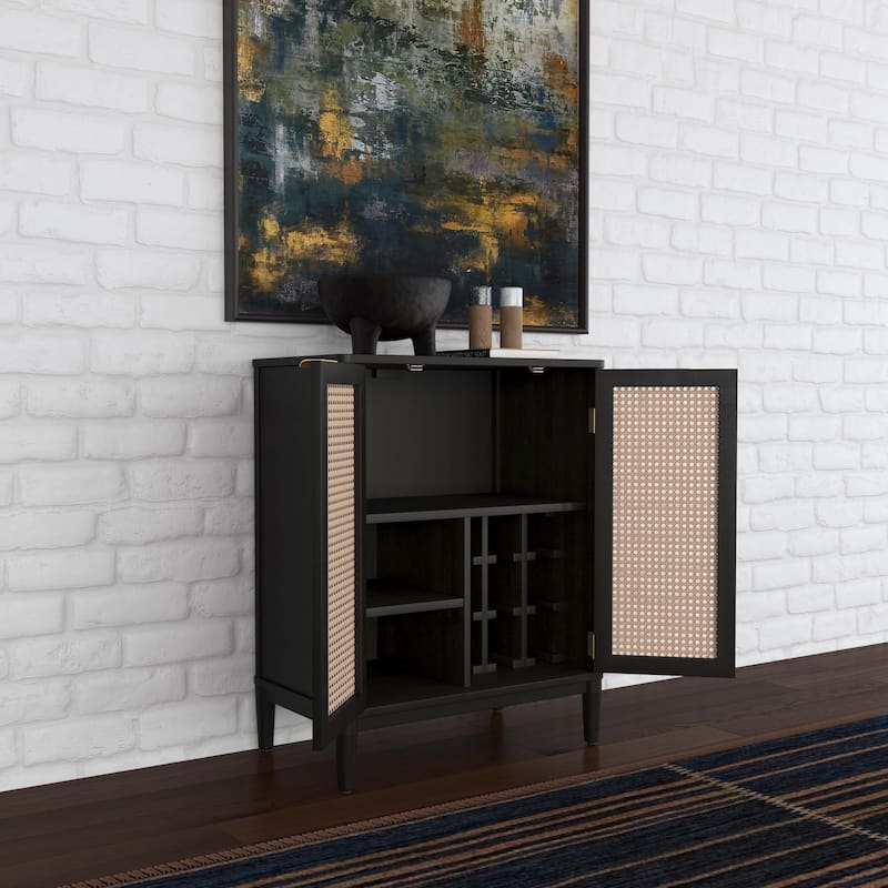 Brentwood Black Wood Bar Cabinet - 29" x 36" x 17"