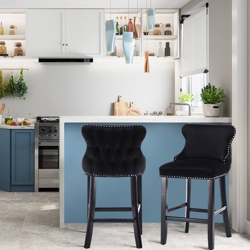 Upholstered Wing Back Bar Stools (Set of 6)