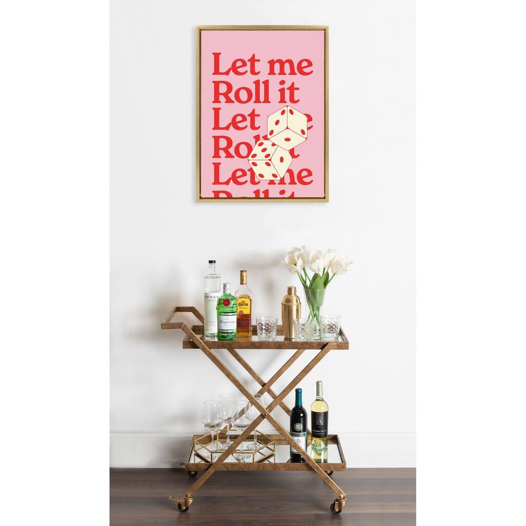 Kate and Laurel Sylvie Let Me Roll It Pink Red Framed Canvas by Alli Standefer