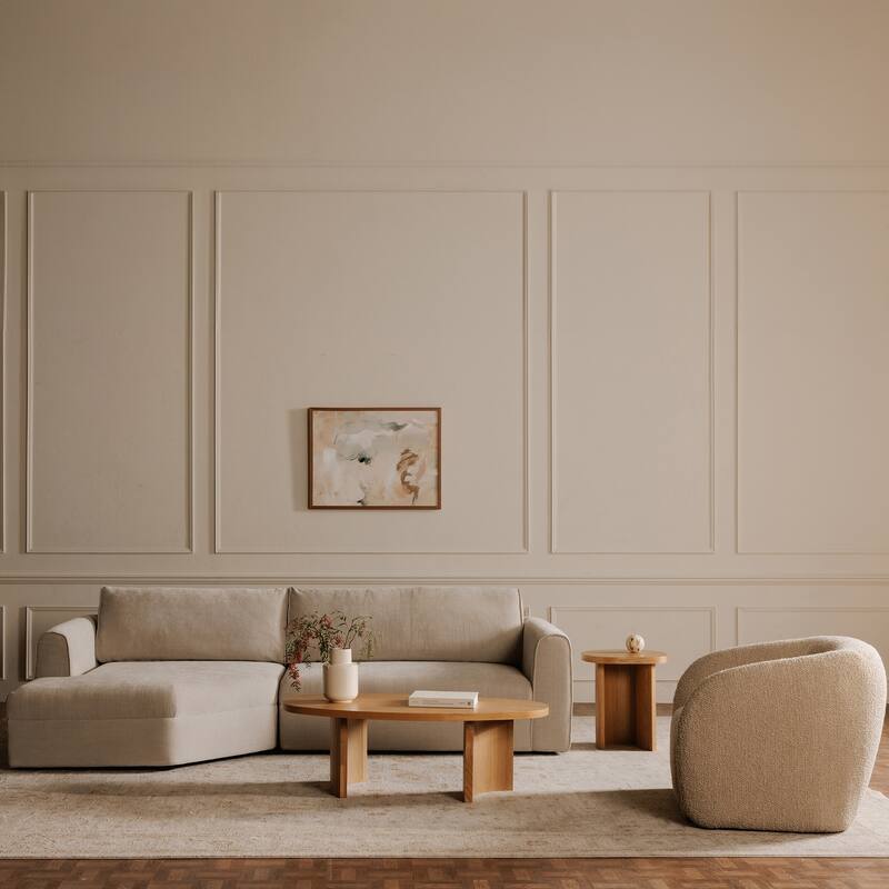 NADAAL STUDIOS Talorin Left-Facing Sectional Sofa, Wide Chaise Seating, Seats 4, Heritage Pink Chenille Fabric