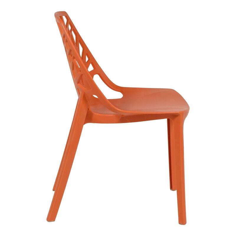 Stackable Dining Chair in Polypropylene (Set of 2) Modern Cut-out Design Backrest Accent Side Chair