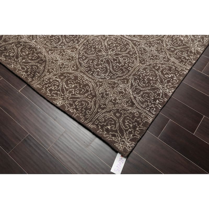 8x10 Hand Tufted Hand Made Wool & Art Silk Patterned Designer Transitional Oriental Area Rug Brown,Beige Color - 8' x 11'