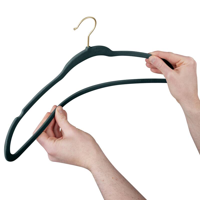 Simplify 25 Pack Slim Velvet Gold Hook Hangers - 17.7" x 9"