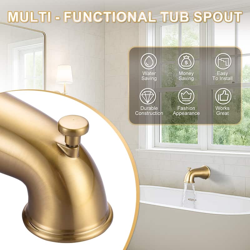 WOWOW Modern Style Bathtub Spout with Integrated Diverter