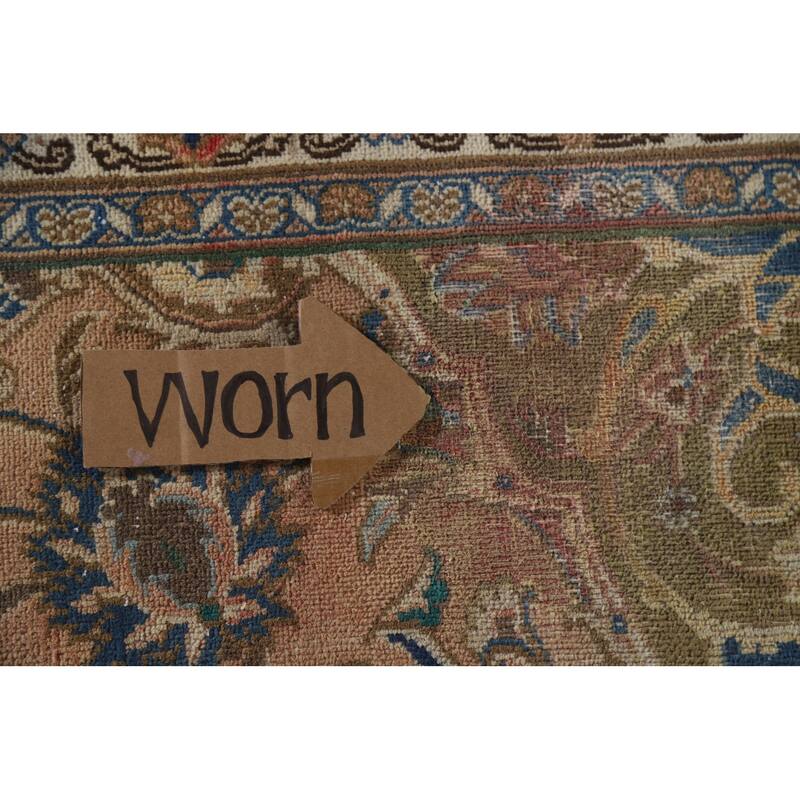 Hand Knotted Oriental 100% Wool Carpet Traditional Floral Oranges & Rust Mashad Area Rug - 13' 0'' X 9' 7''
