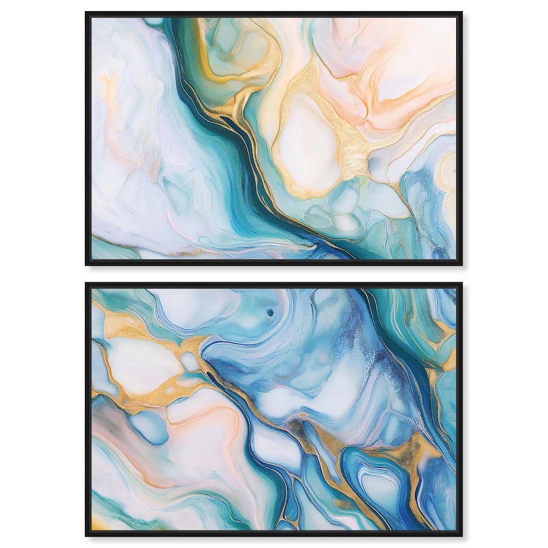 Visions Pastel I Canvas Set of 2 by Art Remedy - 24" x 16" - Black
