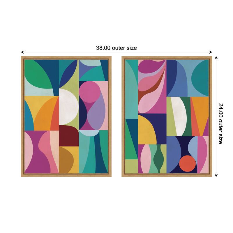 Kate and Laurel Abstract 2 Piece Framed Canvas Wall Art Set by Rachel Lee