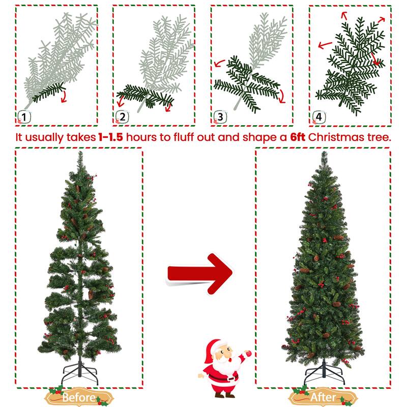 Yaheetech 6ft/7.5ft Pre-lit Artificial Christmas Tree with Stand Included, Green