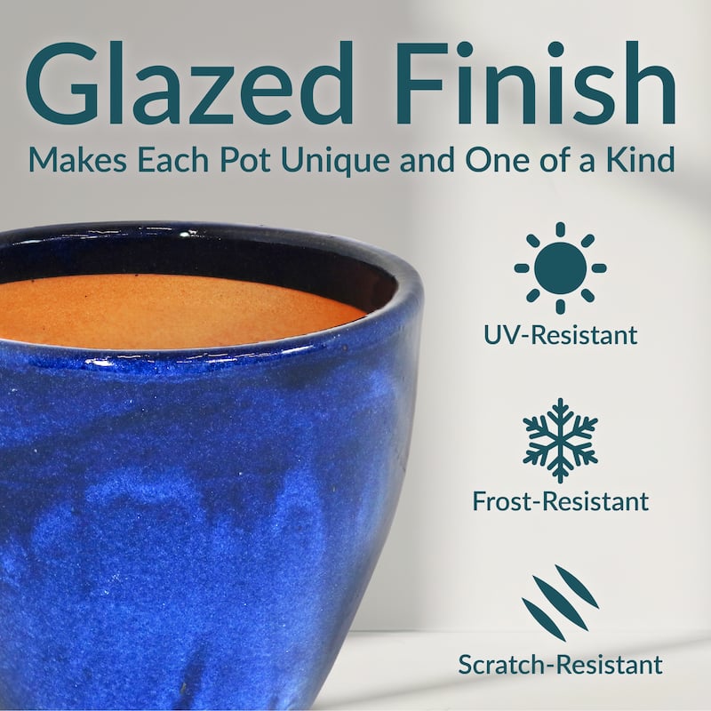 Sunnydaze Resort Glazed Ceramic Planter 13-Inch