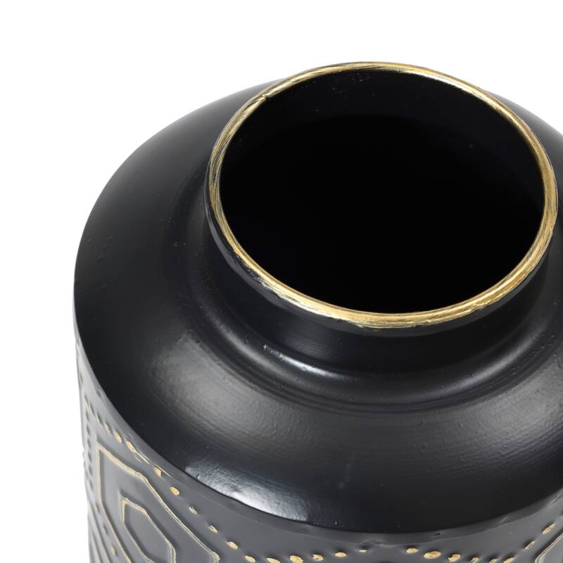 Black and Gold Metal Bottle Vases (Set of 2)