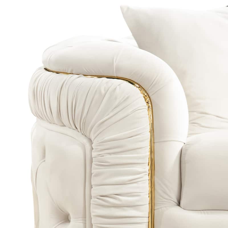 Furniture of America Urgoto Glam Beige Polyester Fabric Button Tufted Loveseat