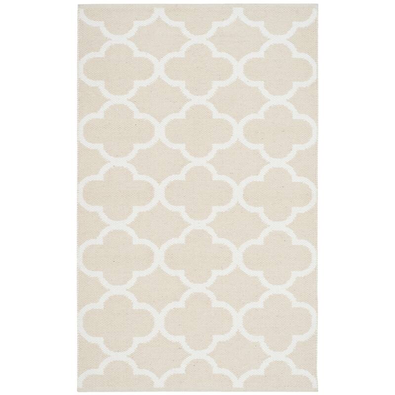 SAFAVIEH Handmade Flatweave Montauk Tristan Casual Cotton Rug - 2'6" x 4' - Beige/Ivory