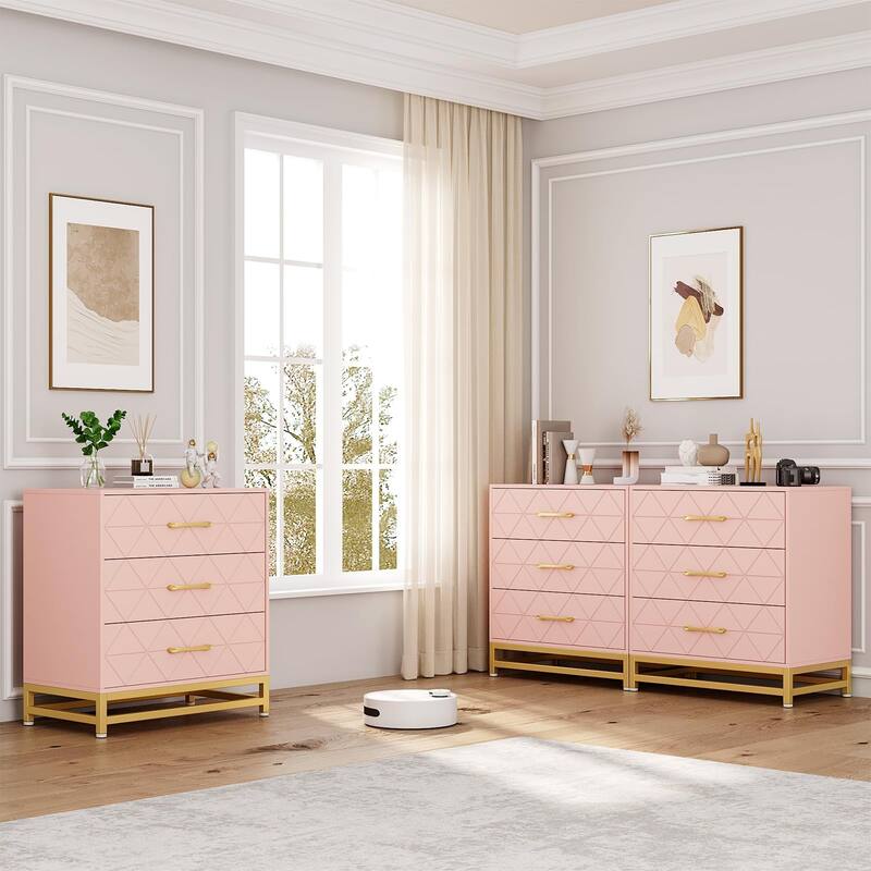 3/4 Drawer Wood Dresser for Bedroom, Modern Storage Chest for Closet