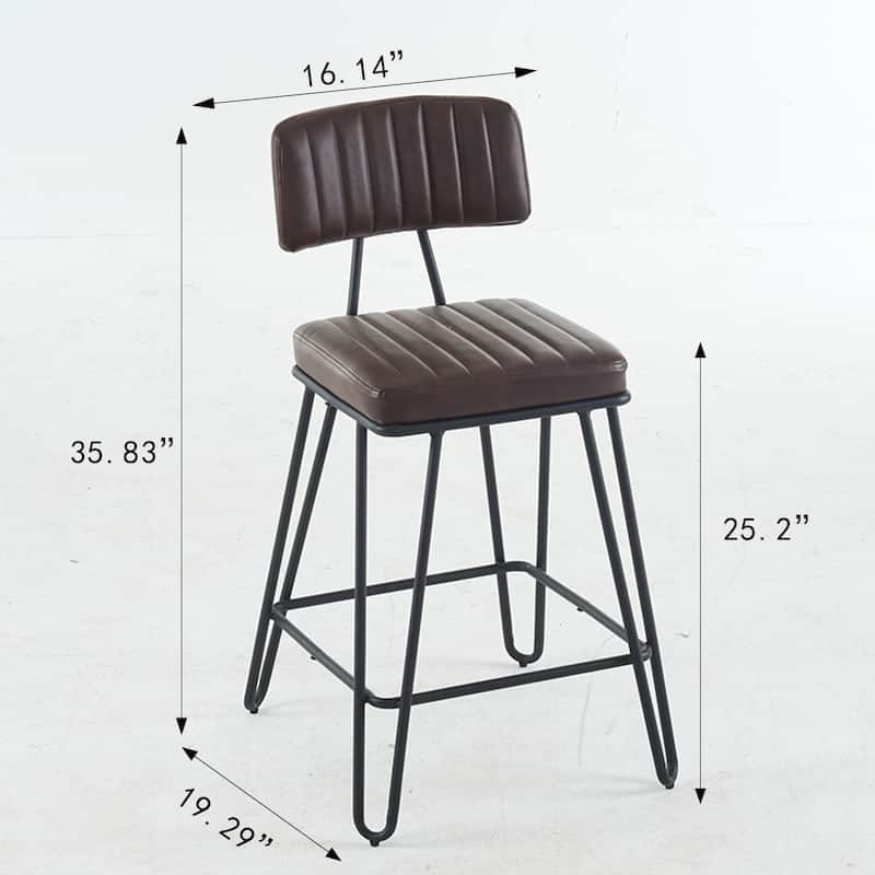 Ostweer Furniture Set of 2 Industrial Metal Frame Bar Stools - Brown