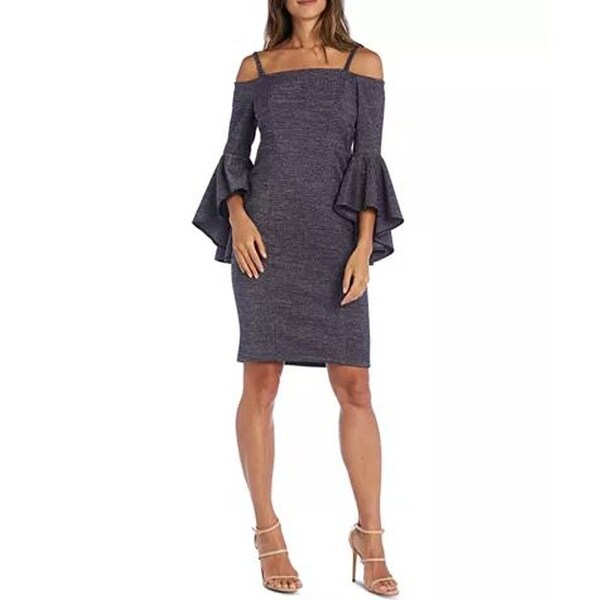 Shop R & M Richards Glitter Bell-Sleeve Sheath Dress ...