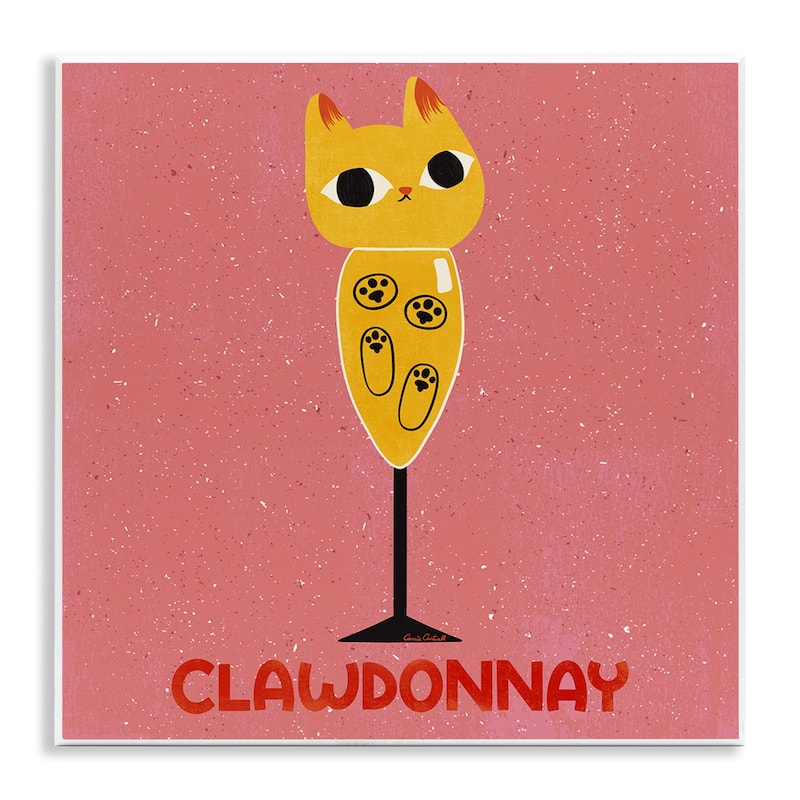Stupell Clawdonnay Feline Wine Wall Plaque Art Design By Carrie Cantwell - 12 x 12