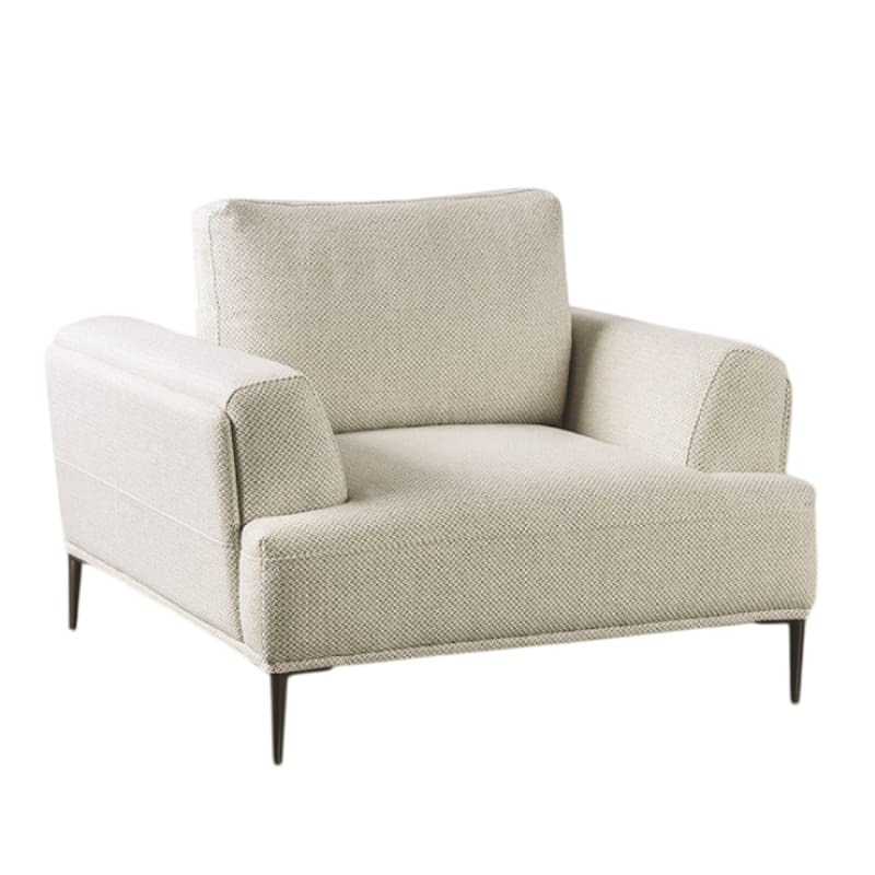 Batty Accent Chair, Beige Chenille, Attached Pillow Adjustable Back