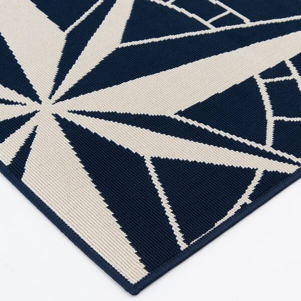 Shop Gainsville Nautical Compass Blue And Ivory Woven Area Rug