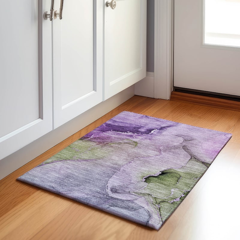 Premium Washable Super Soft Abstract Mayfield Rug - Purple - 1' 8" x 2' 6" - Rectangle